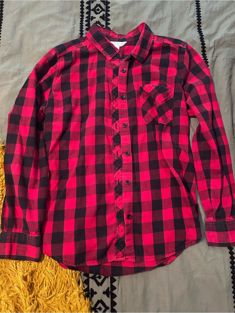 Red and Black Buffalo Plaid Button-Up Shirt